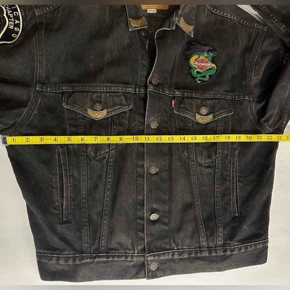 Rare VTG Levi’s Black Denim Jacket Harley-Davidson HOG Eagle Embroidered Patches - Picture 10 of 15